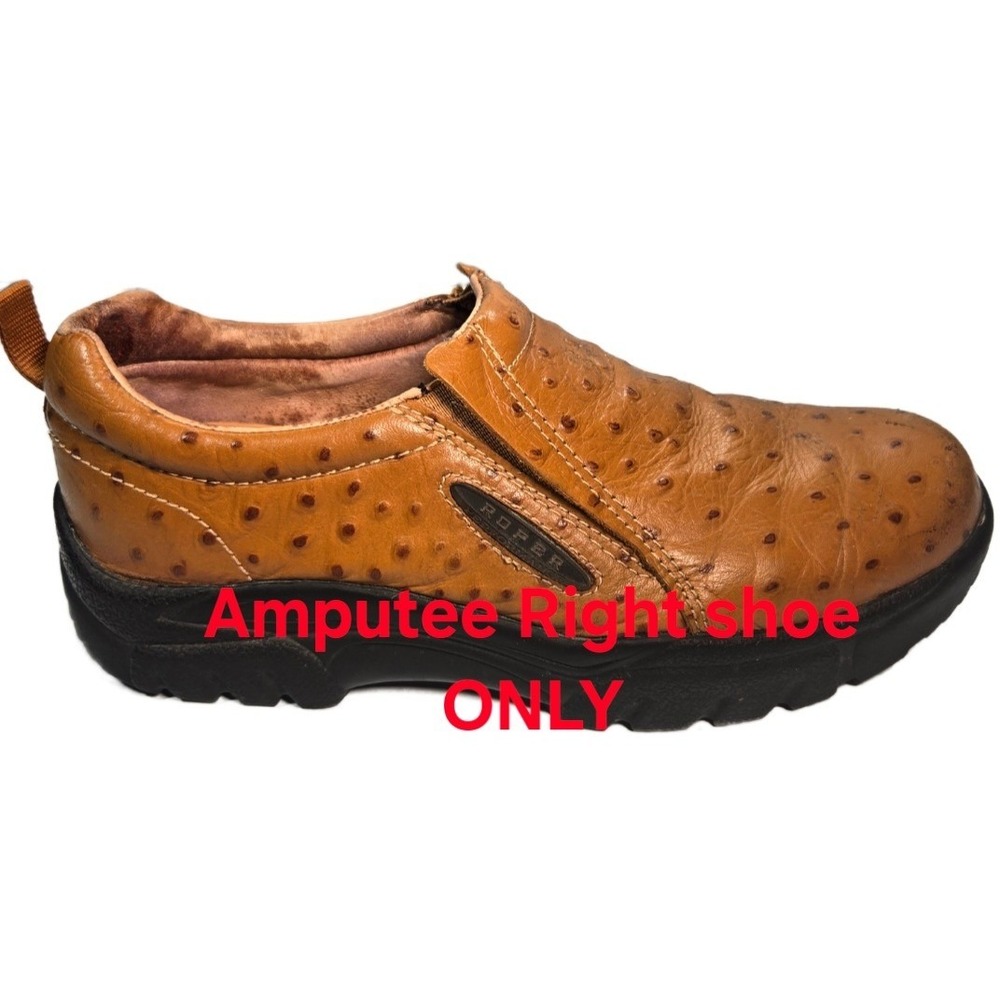 Roper Mens Ostrich Print Faux Leather Performance RIGHT SHOE ONLY 11 Amputee